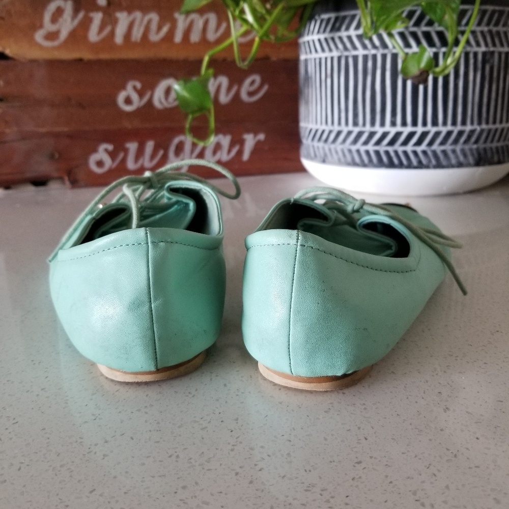 lace up flats shoes mint green color - Picture 3 of 7
